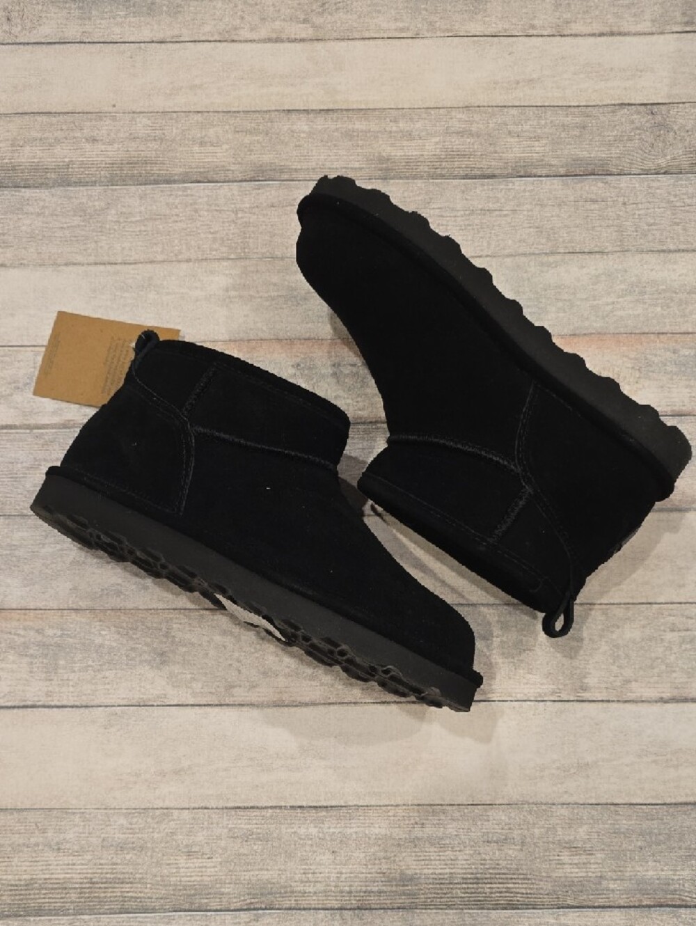 BearPaw Shorty Womens Black Suede Short Winter Boots Size 9 - Picture 4 of 8